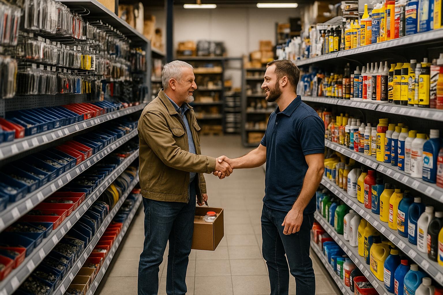 Personal experto asesorando a un cliente en una tienda de suministros